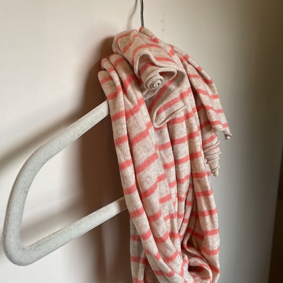 J. Crew peach & cream striped scarf jersey knit scarf pink stripes wrap - Picture 4 of 5